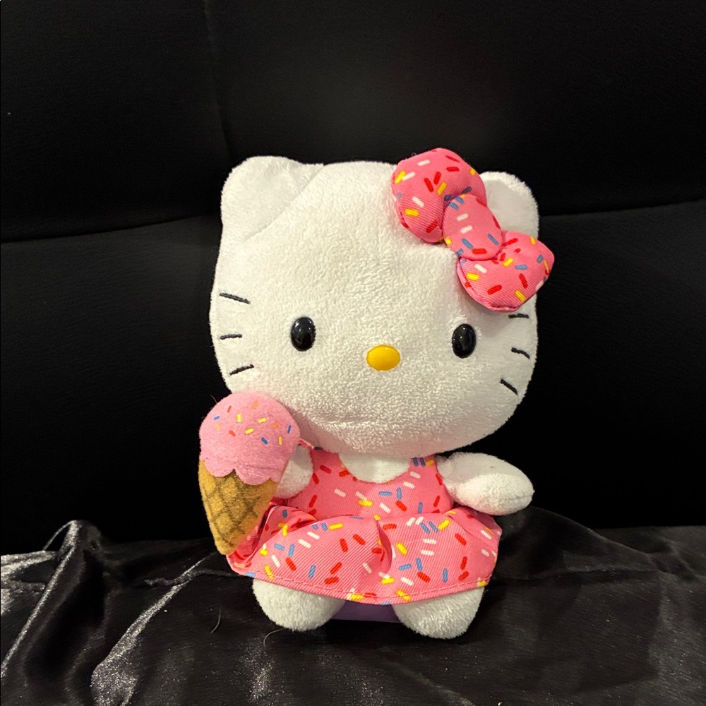 Hello Kitty Plush in Pink Sprinkle Dress with Ice Cream vintage